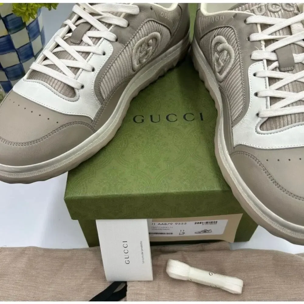 Men's Gucci Mac 80 low top leather sneakers size 11 fits 11.5 US made in Italy